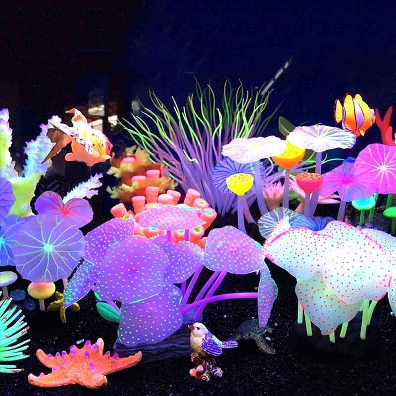 Live Plant Aquarium - ซิลิโคนเรืองแสงตกแต่งตู้ปลา ปลาประดับ ปะการังเรืองแสง ดอกทานตะวัน ดอกไม้ทะเล ตกแต่งใต้น้ำสำหรับตู้ปลา