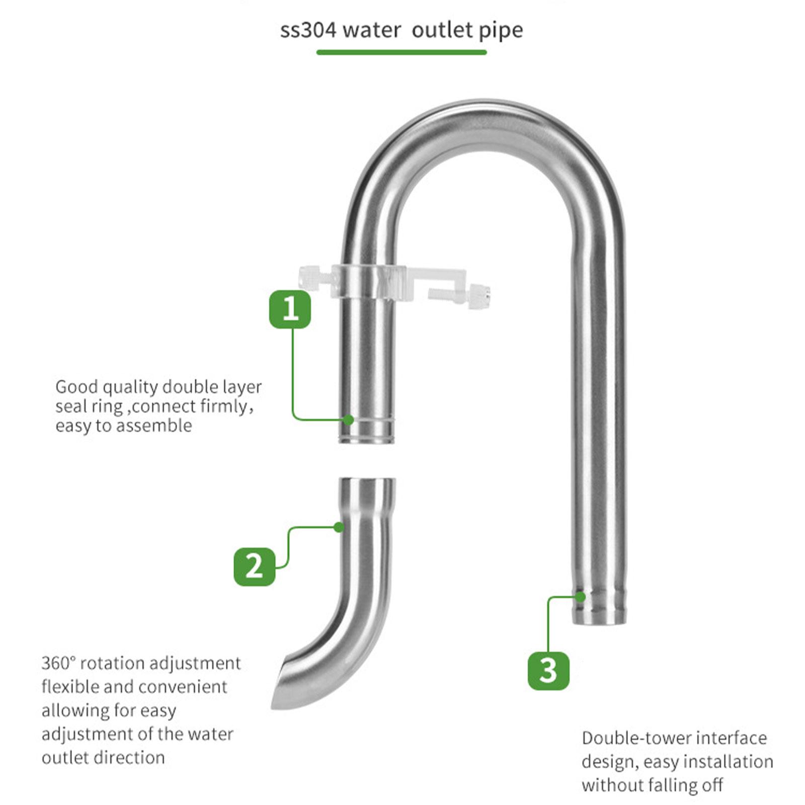 Aquarium Planted Tank Filter - ชุดท่อ Lily Pipe สแตนเลสสำหรับตู้ปลา ป้องกันการรั่วซึม ใช้ได้กับตัวกรองแบบมาตรฐาน