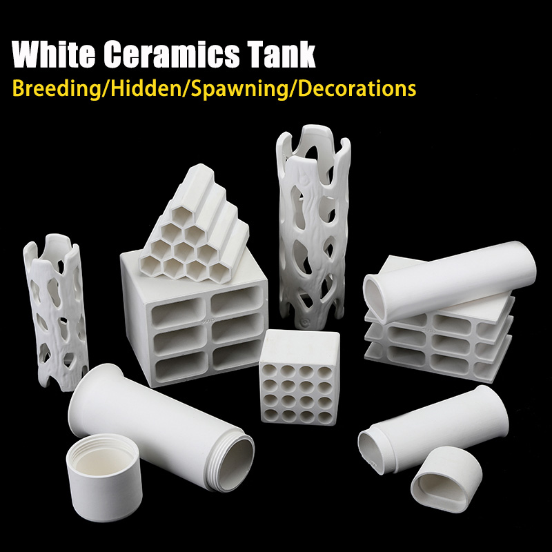 Plant Aquarium Pot - เซรามิคสีขาวถังAquarium Fish Tankภูมิทัศน์ซ่อนHole House Breedingหม้อดินกุ้งShelterตกแต่งเครื่องประดับ