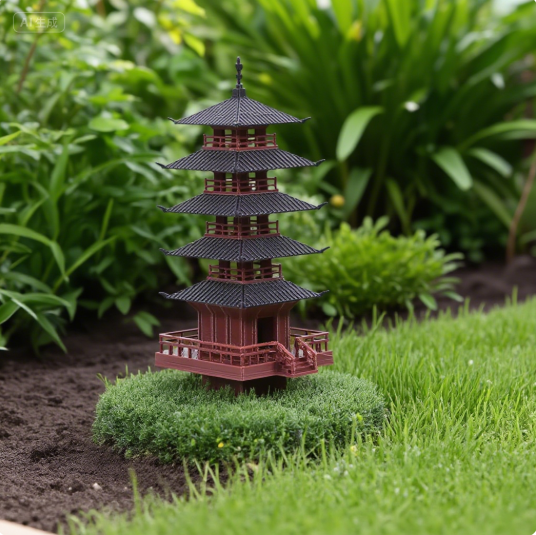Aquarium Moss - Garden Aquarium Bonsai Decor MINI เจดีย์รูปปั้นจีนโบราณอาคาร